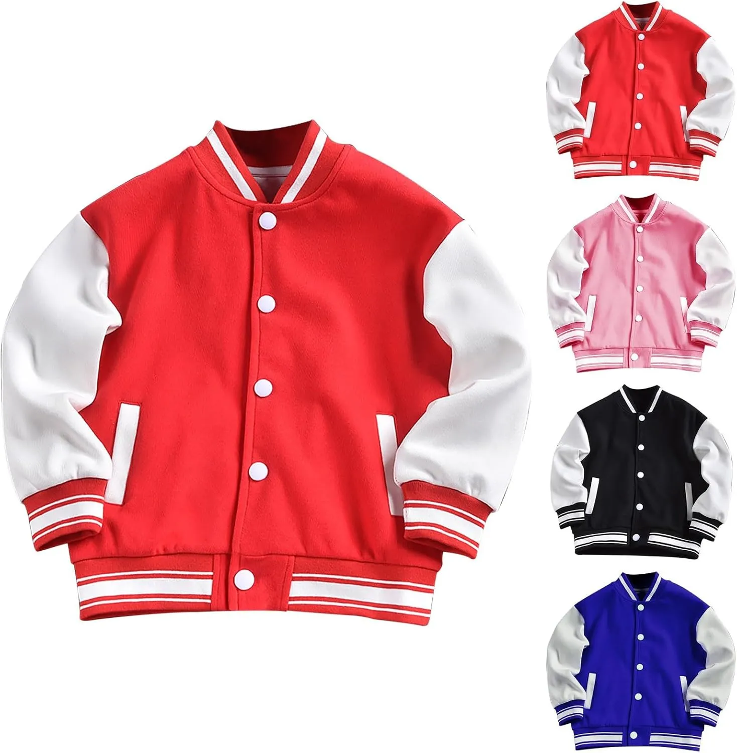 Baby Boy Girl Bomber Jacket Color Block Letter Graphic Long Sleeve Baseball Varsity Jacket Coat Winter Clothes (Black, 3-4 Years)
