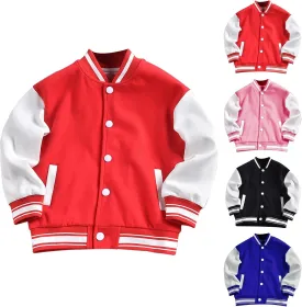 Baby Boy Girl Bomber Jacket Color Block Letter Graphic Long Sleeve Baseball Varsity Jacket Coat Winter Clothes (Black, 3-4 Years)