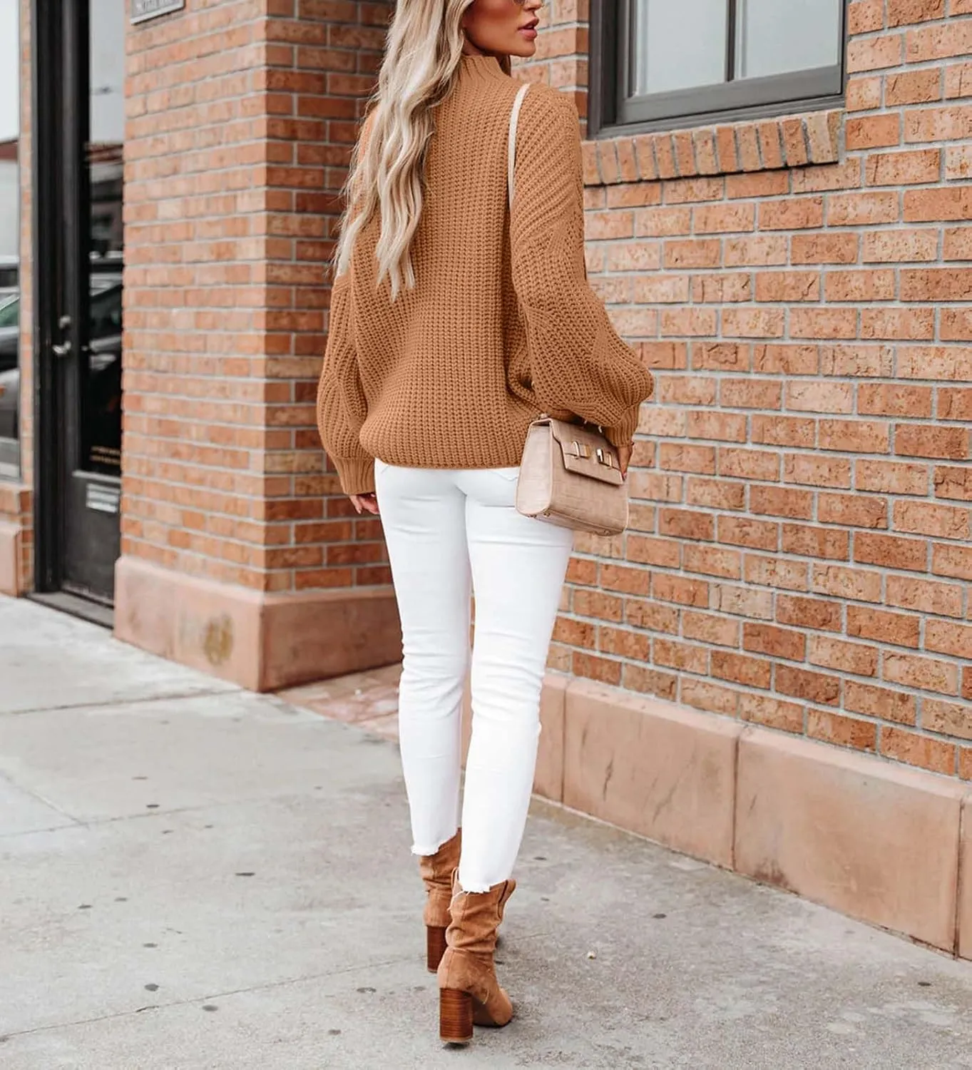 BWQ Women's 2024 Fall Oversized Pullover Sweaters Loose Casual Crewneck Long Sleeve Chunky Soft Cable Knit Blouse Tops