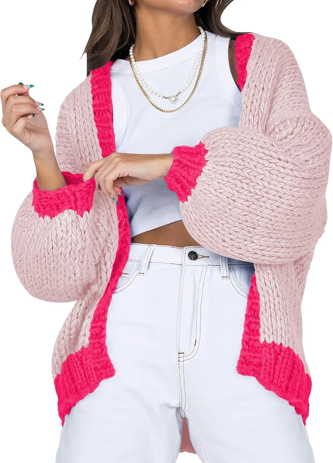Cakulo Womens Chunky Cardigan Sweaters Trendy 2025 Oversized Winter Knit Sweater Coats Open Front Cardigans