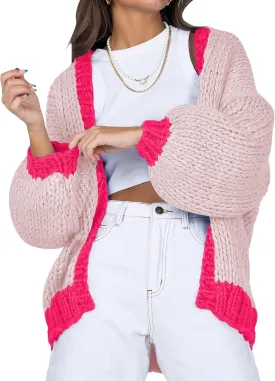 Cakulo Womens Chunky Cardigan Sweaters Trendy 2025 Oversized Winter Knit Sweater Coats Open Front Cardigans