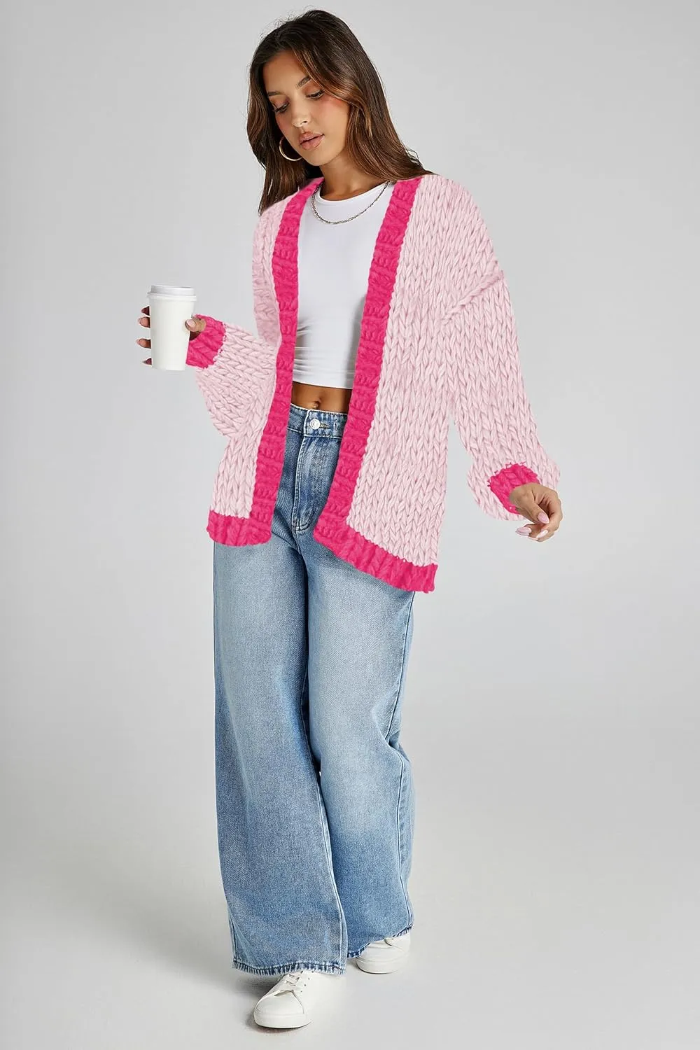 Cakulo Womens Chunky Cardigan Sweaters Trendy 2025 Oversized Winter Knit Sweater Coats Open Front Cardigans