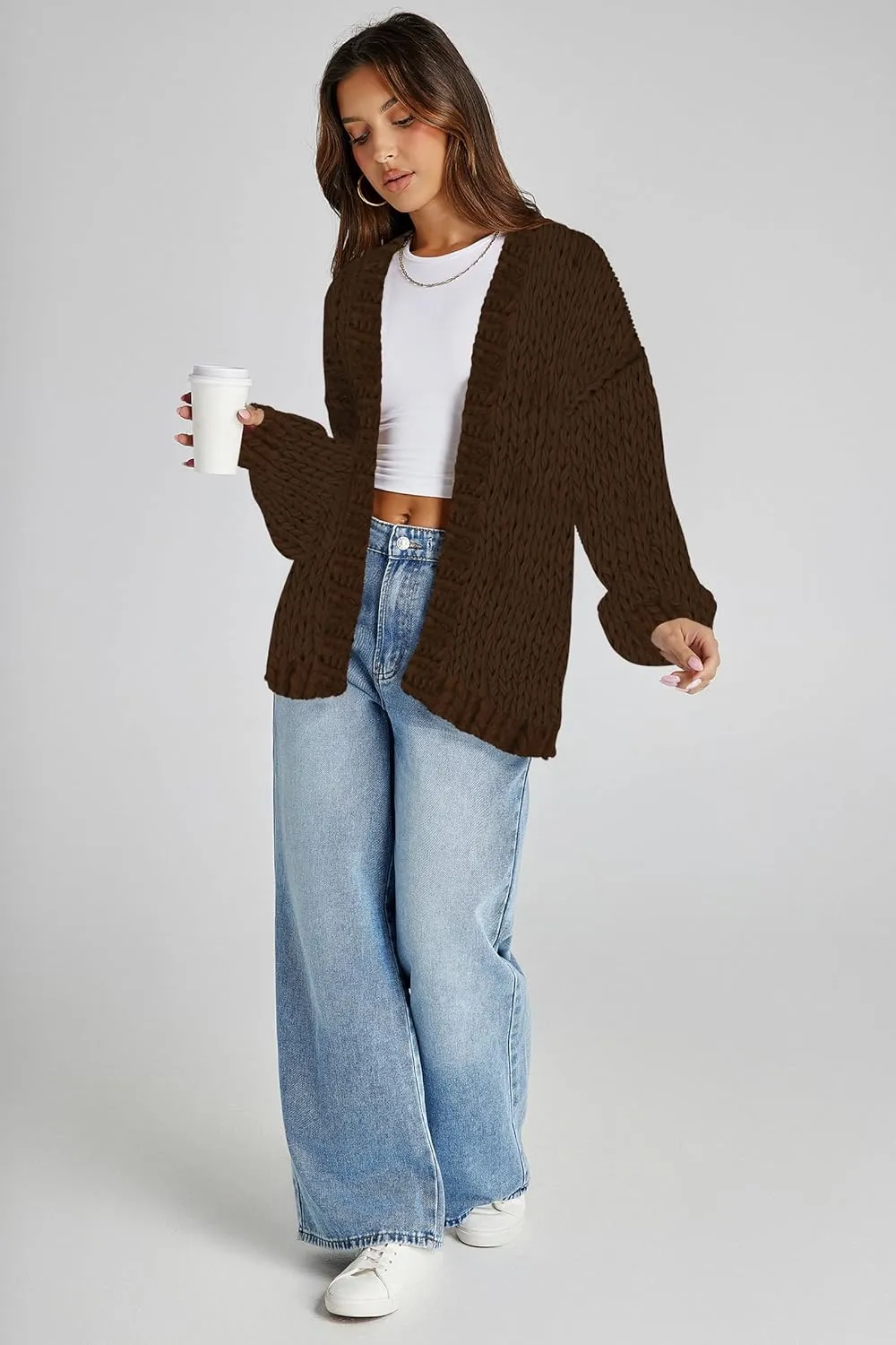 Cakulo Womens Chunky Cardigan Sweaters Trendy 2025 Oversized Winter Knit Sweater Coats Open Front Cardigans