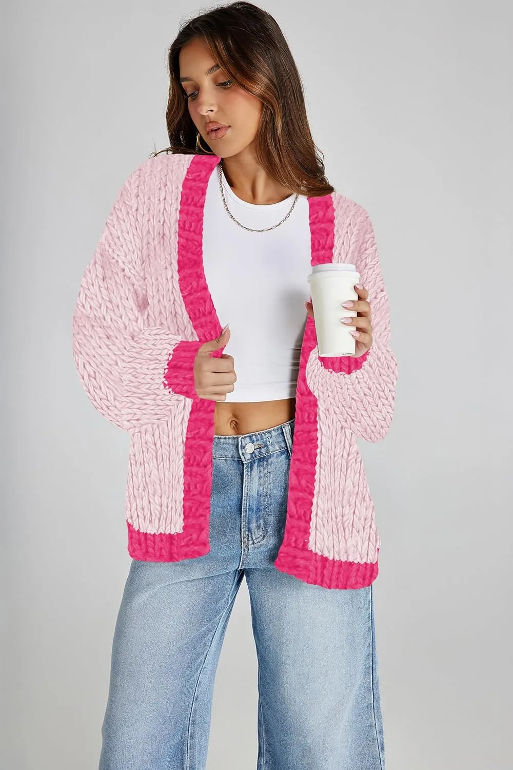Cakulo Womens Chunky Cardigan Sweaters Trendy 2025 Oversized Winter Knit Sweater Coats Open Front Cardigans