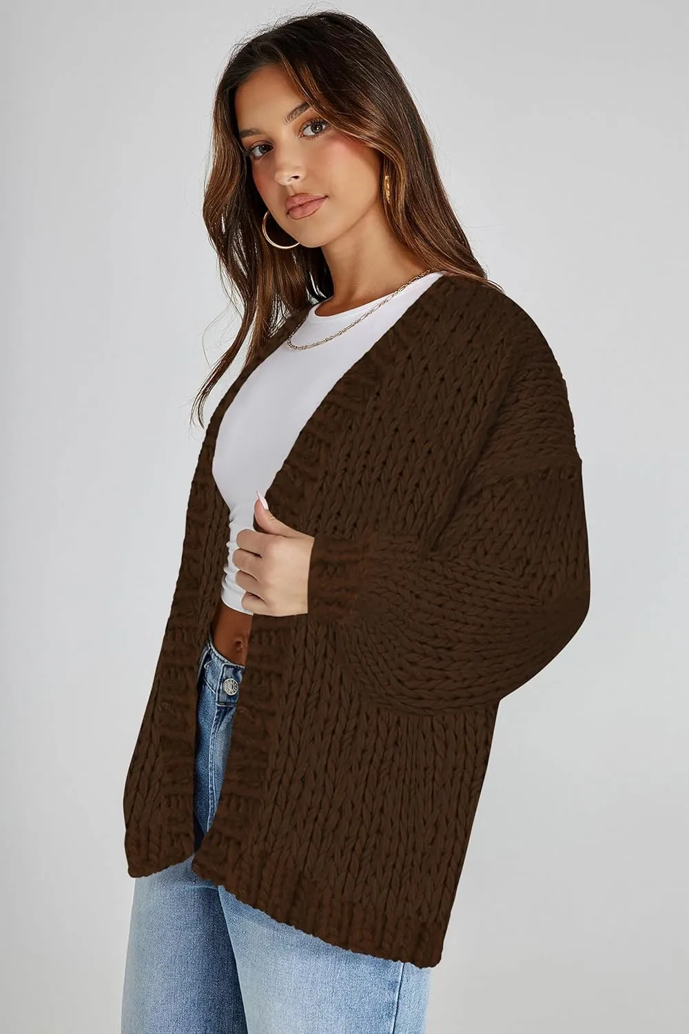 Cakulo Womens Chunky Cardigan Sweaters Trendy 2025 Oversized Winter Knit Sweater Coats Open Front Cardigans