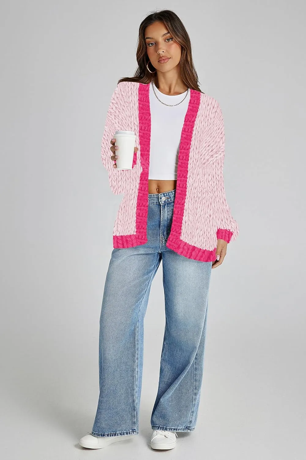 Cakulo Womens Chunky Cardigan Sweaters Trendy 2025 Oversized Winter Knit Sweater Coats Open Front Cardigans