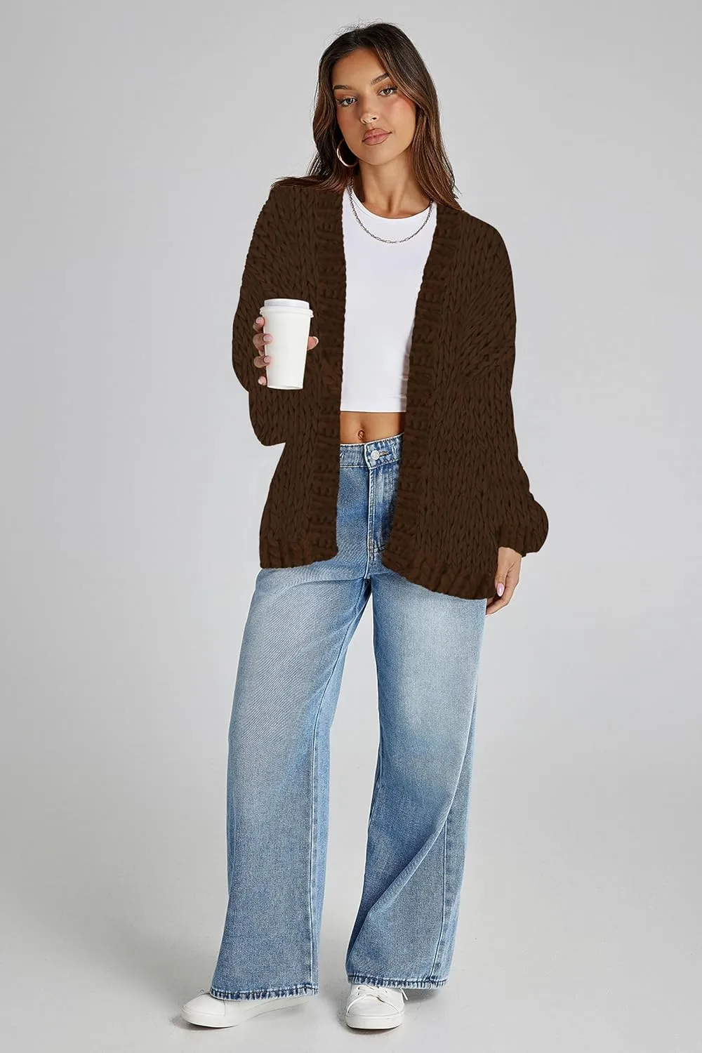 Cakulo Womens Chunky Cardigan Sweaters Trendy 2025 Oversized Winter Knit Sweater Coats Open Front Cardigans