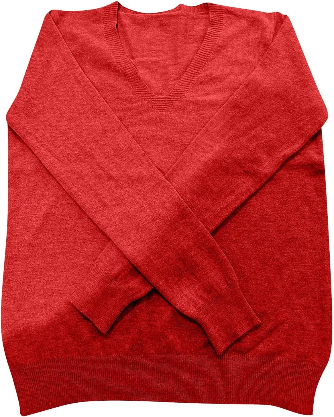 Cashmere Long Sleeve Deep V Neck Sweater for Women - Soft Wool Tunic Top - Trendy and Dressy