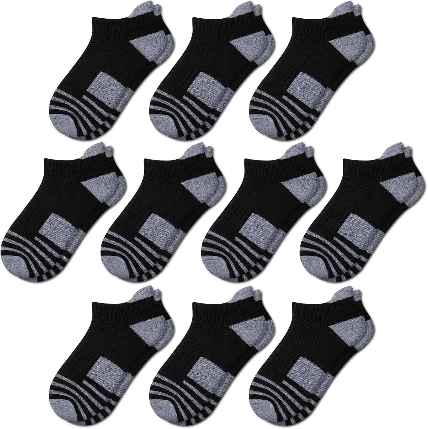 Comfoex 10 Pairs Boys Socks Ankle Athletic Socks For Boys 4-7 7-10 10-12 Years Old With Cushioned Sole