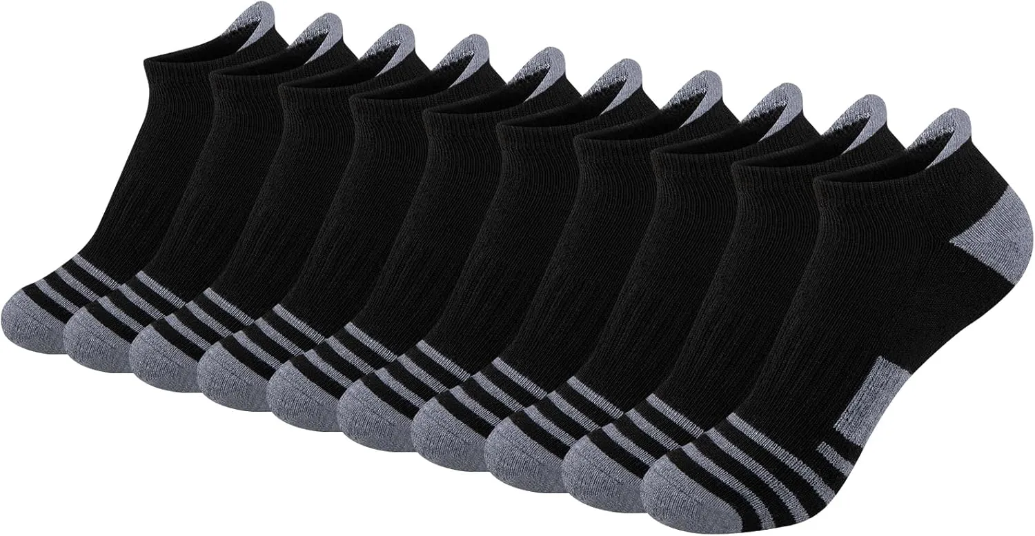 Comfoex 10 Pairs Boys Socks Ankle Athletic Socks For Boys 4-7 7-10 10-12 Years Old With Cushioned Sole