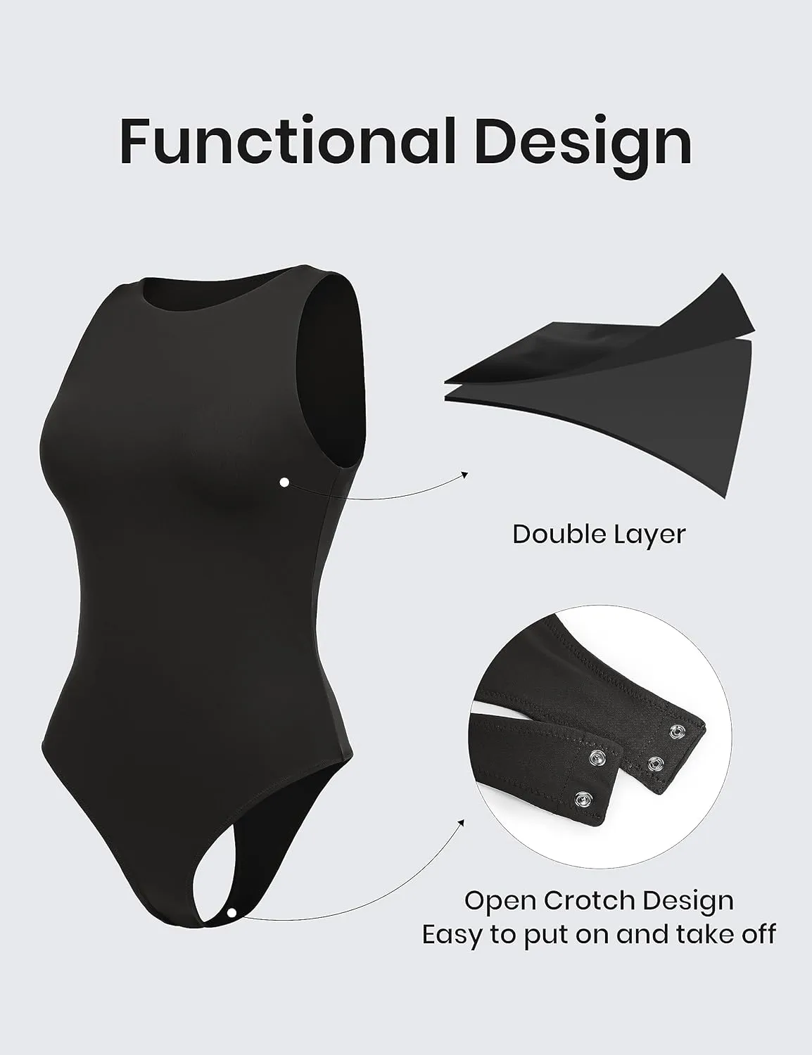 CRZ YOGA Butterluxe Sleeveless Bodysuit for Women High Neck Double Lined Sexy Tank Tops Racerback Thong Jumpsuits