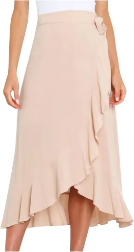HGps8w Women's Irregular Ruffle Pants, High Waist Bow Tie Casual Maxi Long Palazzo Overlay Culottes Skirts Trousers