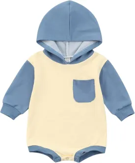 Infant Baby Girl Boy Oversized Sweatshirt Top Color Block Long Sleeve Romper Pullover Cute Fall Winter Clothes