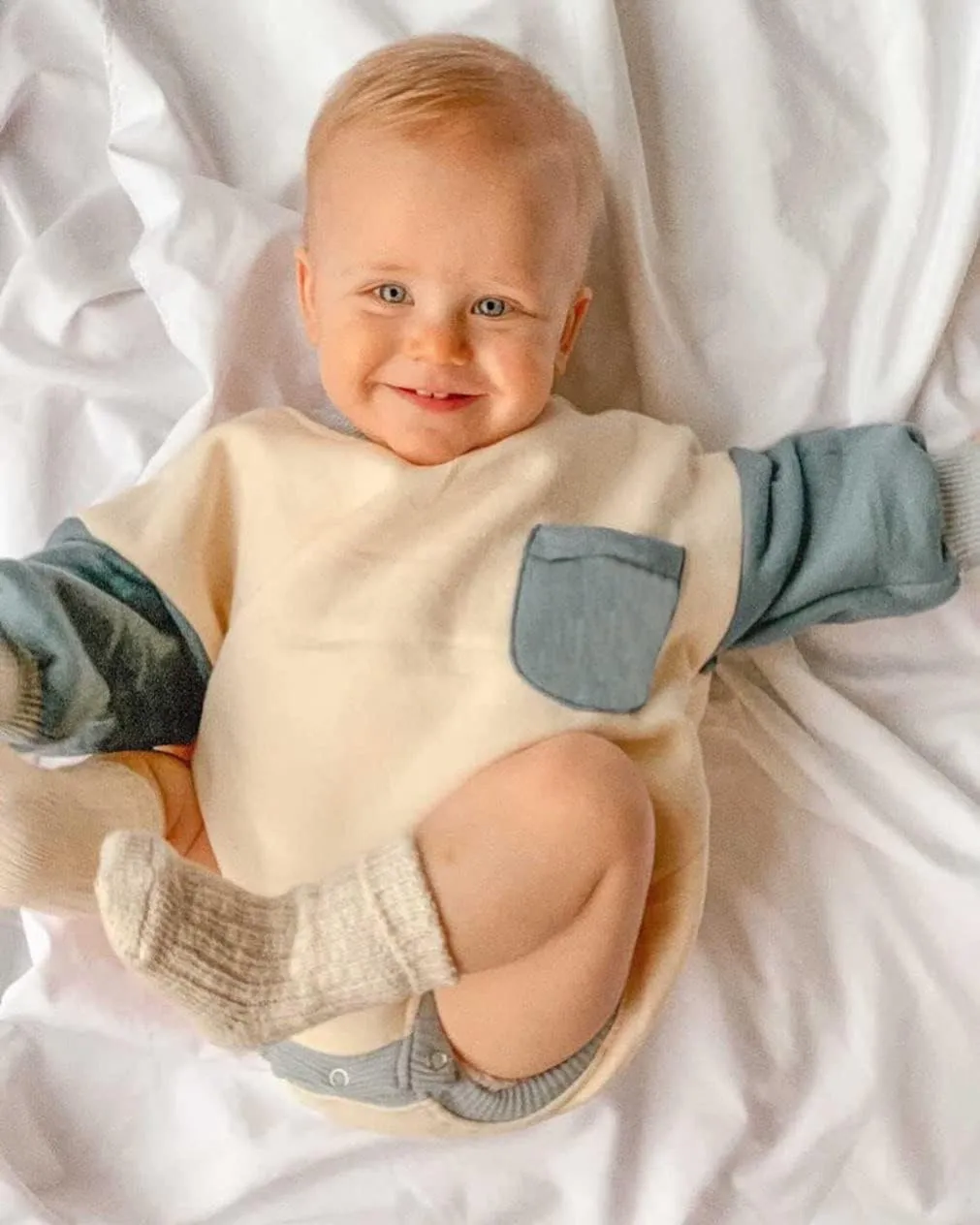 Infant Baby Girl Boy Oversized Sweatshirt Top Color Block Long Sleeve Romper Pullover Cute Fall Winter Clothes