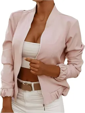 JEGULV Blazer Jackets for Womens Mock Neck Button Jacket Open Front Cardigan Blouse Tops Business Casual Suit Coats