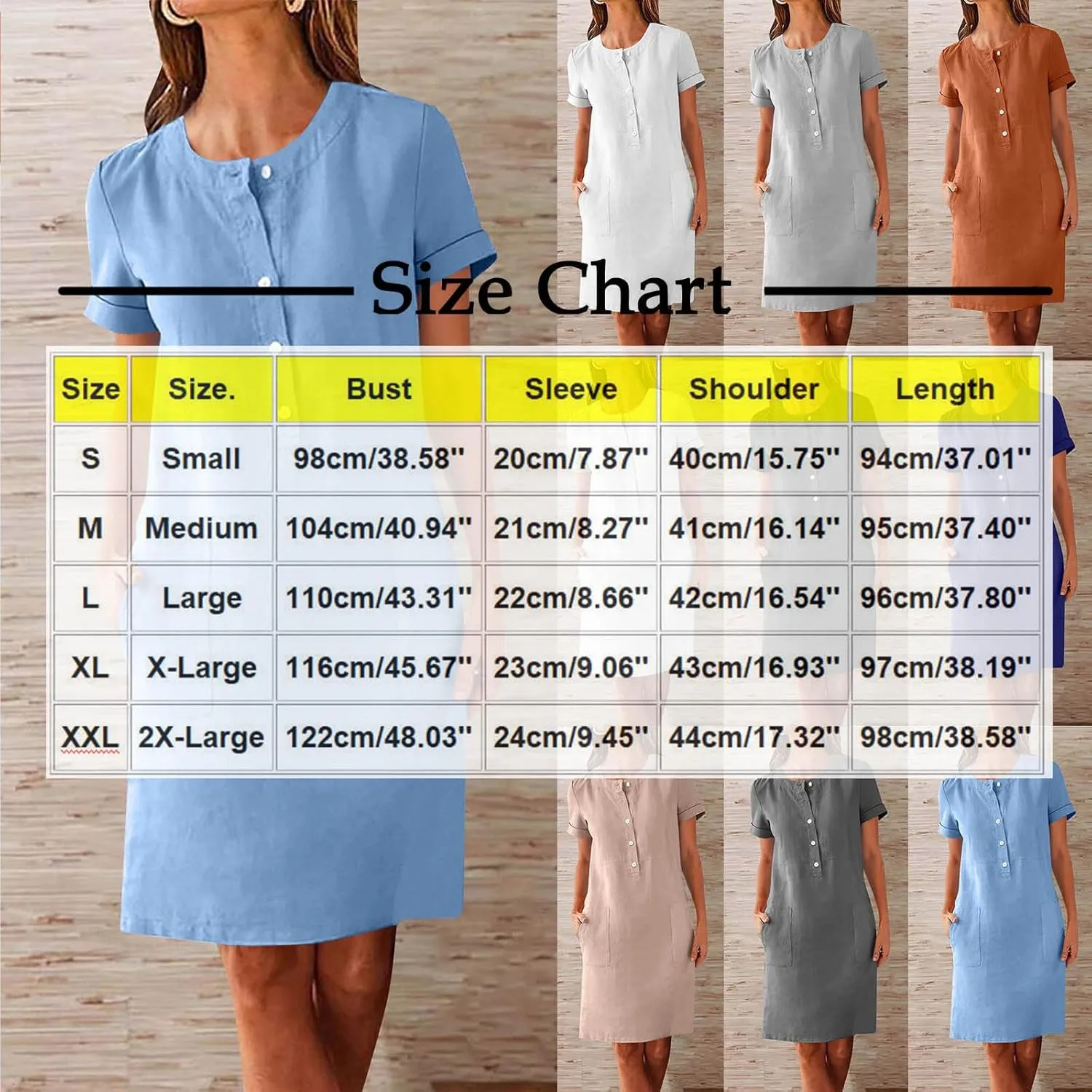Linen Dresses for Women Sleevelees/Short Sleeve Button Up Beach Dress Summer Casual Vacation Clothes