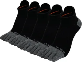 Men's Ankle Toe Socks - Five Finger Cotton Socks No Show Athletic Running Breathable Mesh Low Size 9-13 5 Pairs