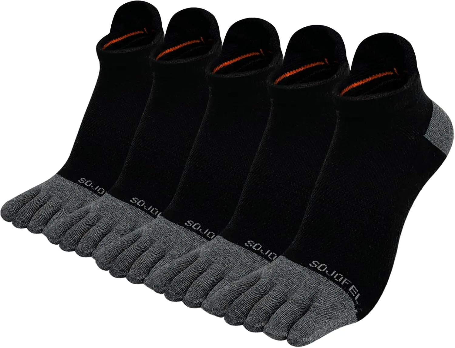Men's Ankle Toe Socks - Five Finger Cotton Socks No Show Athletic Running Breathable Mesh Low Size 9-13 5 Pairs
