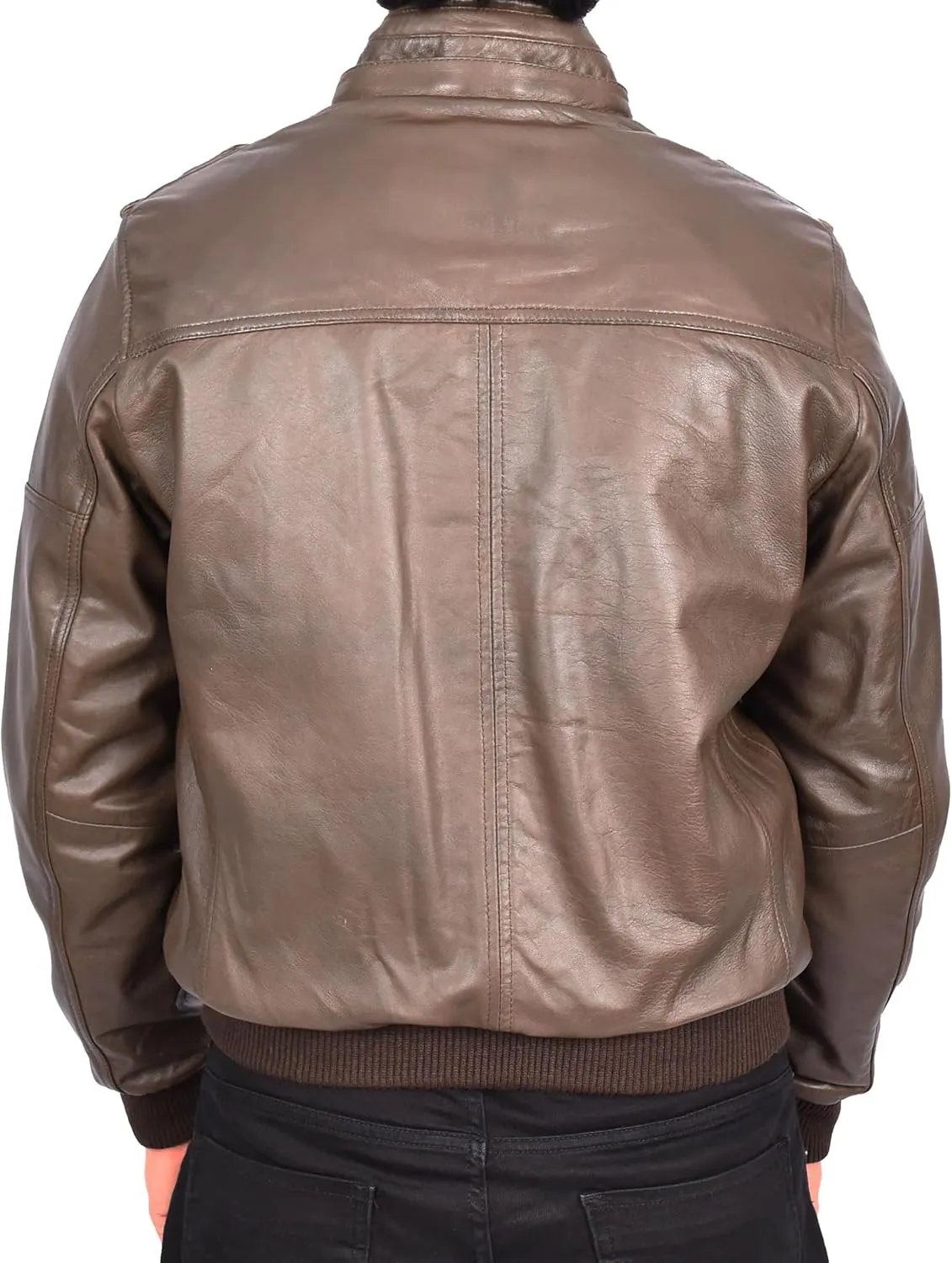 Men's Genuine Leather Bomber Jacket Trendy Removable Hood Casual Style Stevie