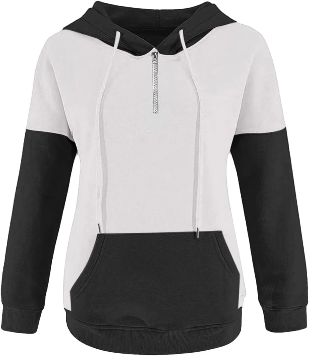 NaRHbrg Lightweight Hoodies for Women Color Block Hooded Sweatshirt Zip-Up Jersey Jacket Long Sleeve Top with Pockets