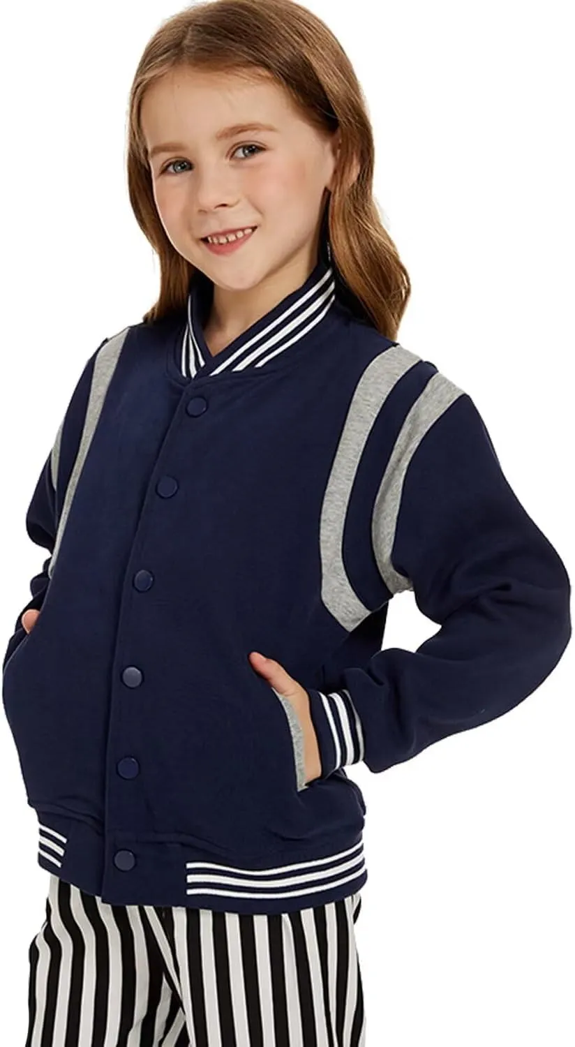 Outofgas Kids Baseball Jackets Boys Girls Fit Varsity Jacket Casual Lightweight Sport Cardigan Bomber Jackets