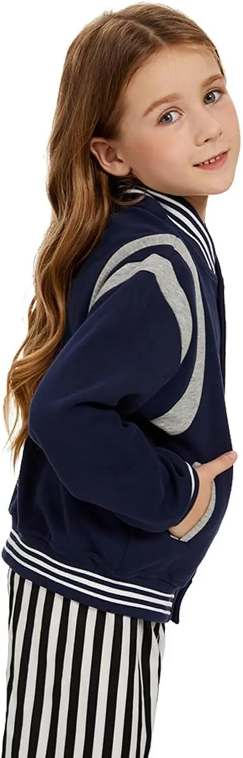 Outofgas Kids Baseball Jackets Boys Girls Fit Varsity Jacket Casual Lightweight Sport Cardigan Bomber Jackets