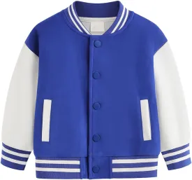 Toddler Baby Boy Girl Baseball Jacket Y2 Varsity Bomber Jackets Print Color Block Button Letterman
