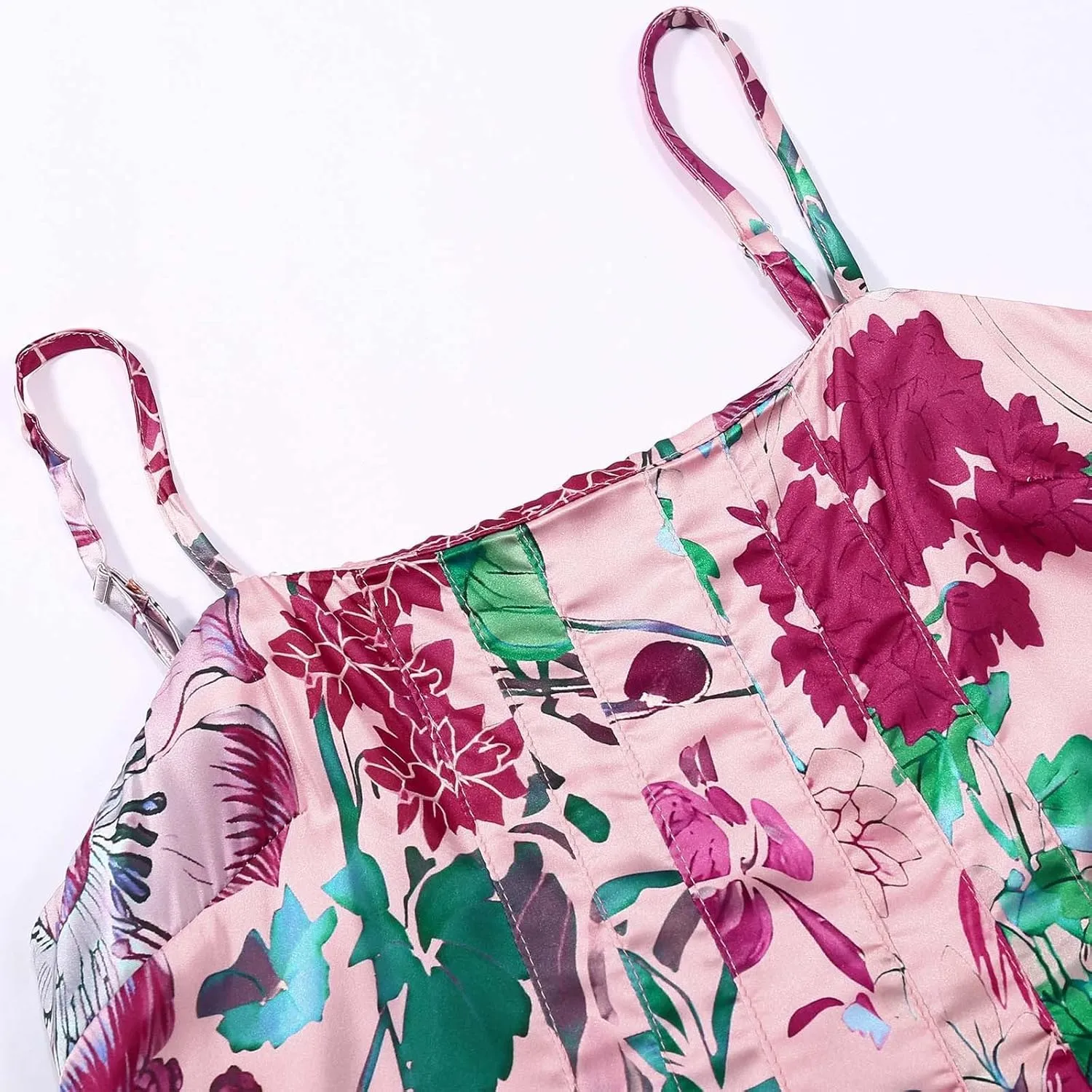 Women Floral Maxi Dress Sexy Sleeveless Backless Summer Flowy Long Dress Spaghetti Strap A-Line Back Cut Out Sundress