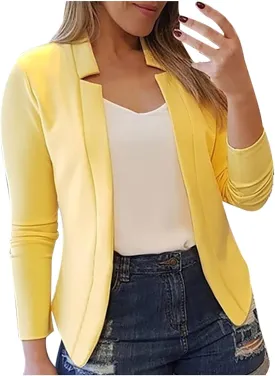 Women's Cropped Blazer Jacket Dressy Cardigan Lightweight Office Jacket Plus Size Open Front Suit Blazers Outerwear