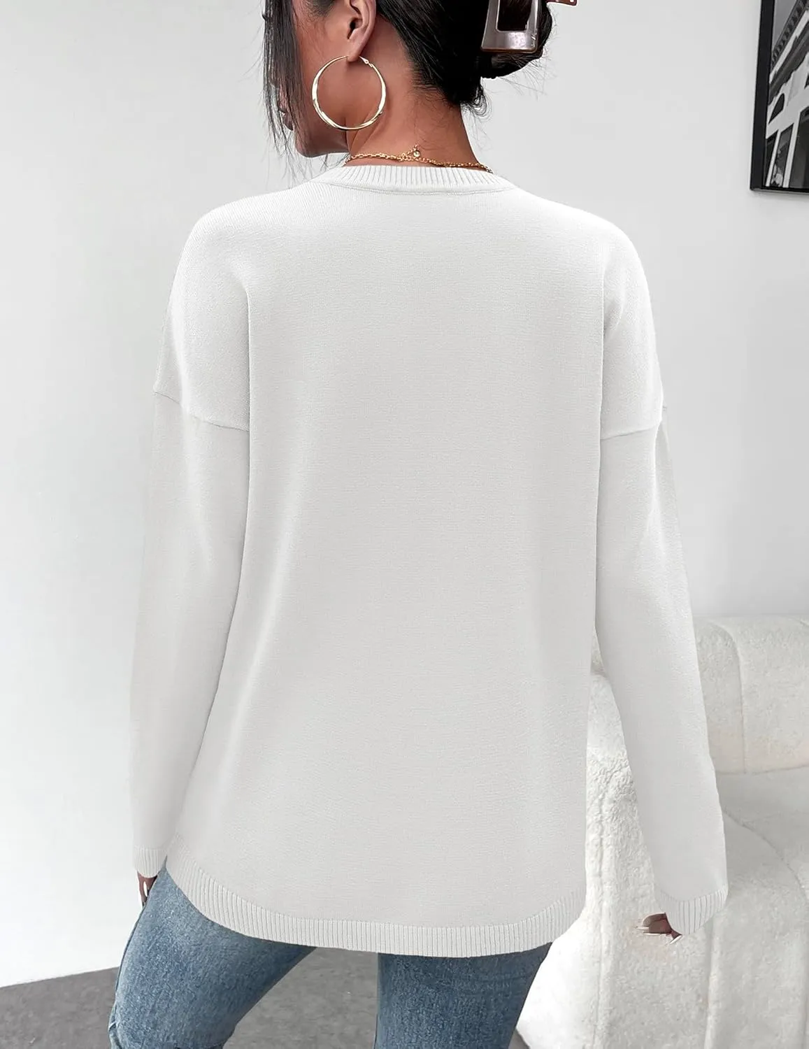 Zeagoo Sweaters for Women Fall Outfits Trendy 2024 Long Sleeve Crew Neck Knit Pullover Sweater Tops